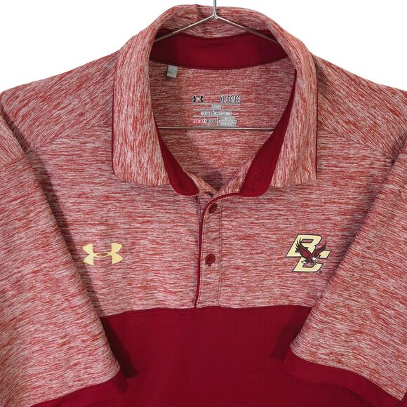 Under Armour Polo Mens XL Maroon Loose Fit Performance Golf Shirt Boston College - Picture 1 of 10